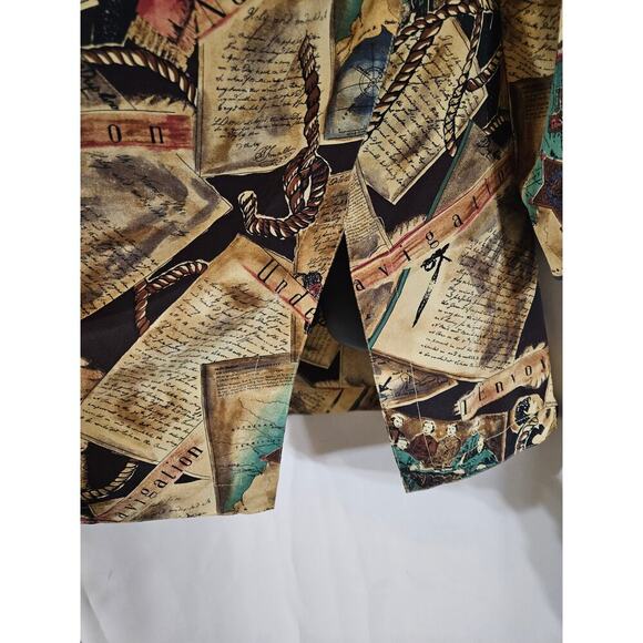 August Silk Blouse Size Small All Over Print 100% Silk Business Casual Travel - Picture 3 of 6